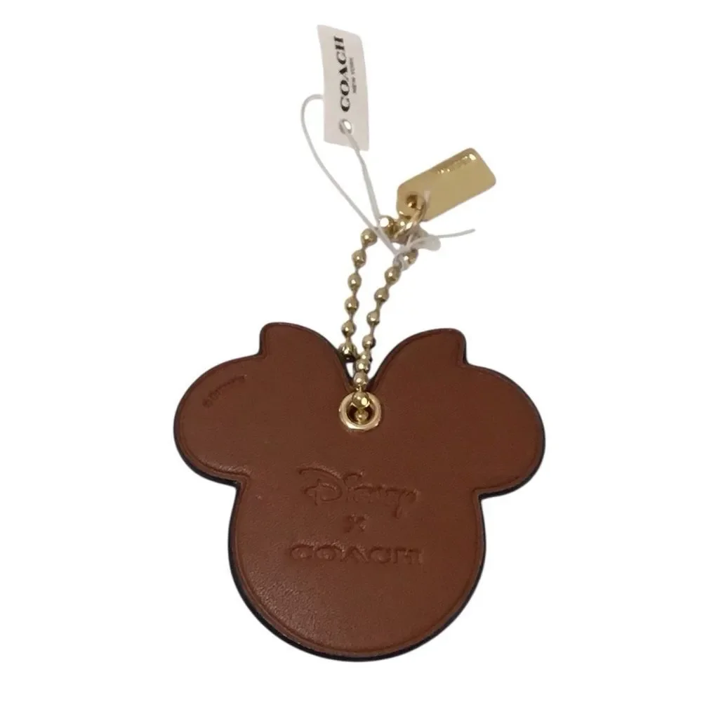 Coach X Disney Keychain Black and Brown Leather With Gold Accents Bag Charm Key